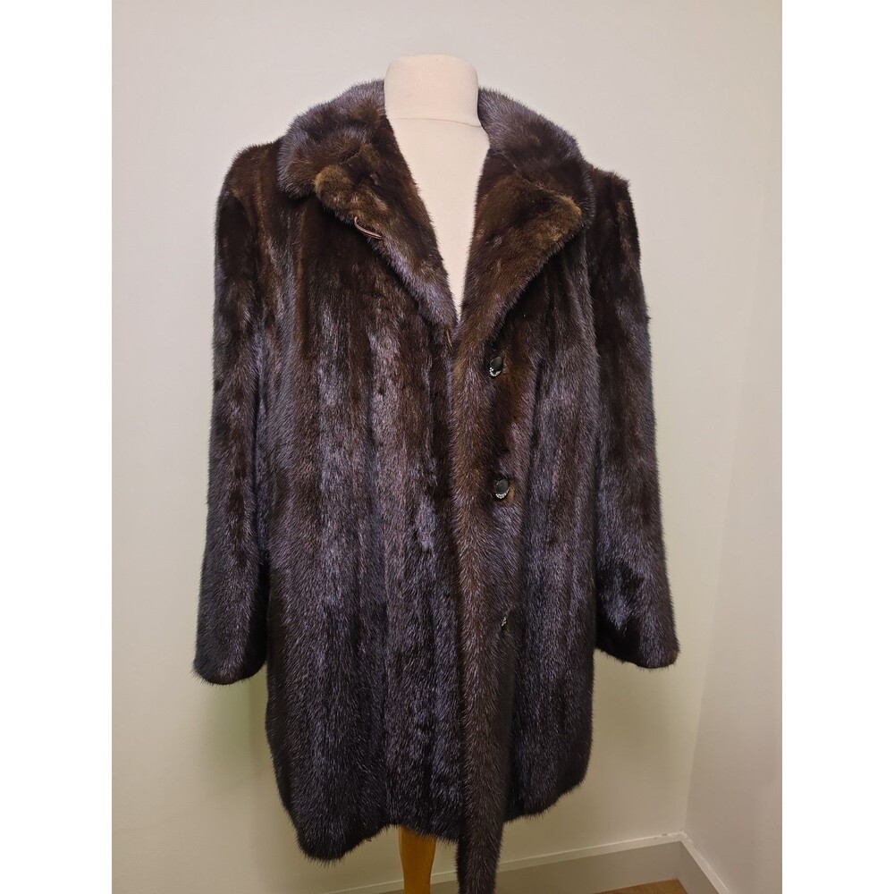Vtg Real Mink Fur Coat Dark Brown Vertical Pelt Luxury Sopranos Old Money Mob